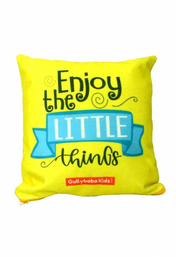 Cushion 2in1 with Soft inner filler with Superhero Quote Yellow Color (11x11 inch) - Image 2